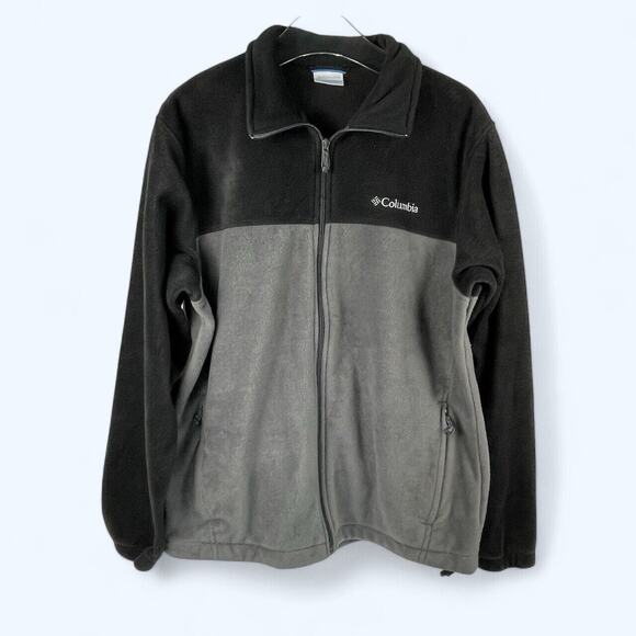 Columbia Sz L Men's Jacket Steens Mountain Full Zip Fleece 2.0 Black Gray - Picture 1 of 5